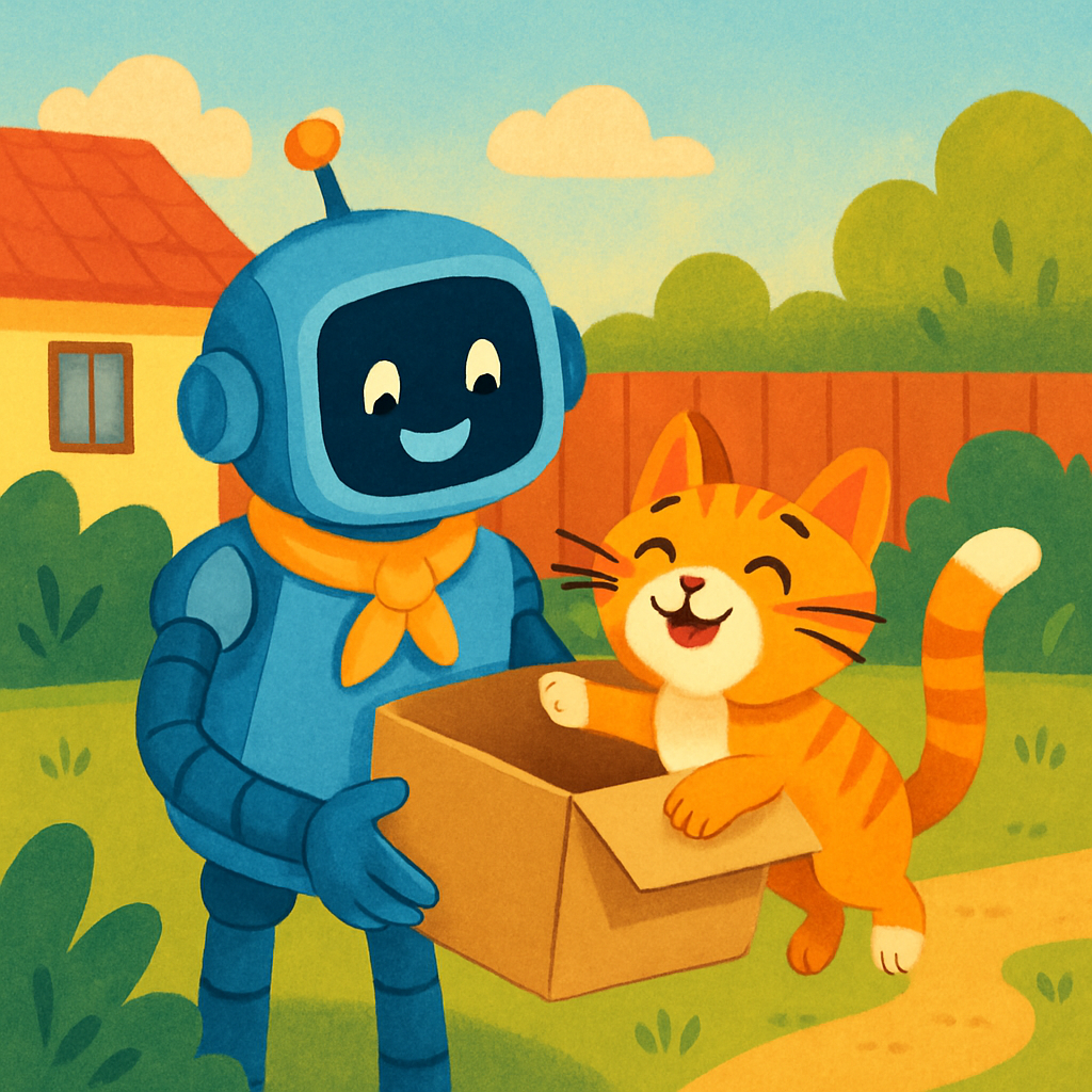 Karakter: Robot kecil, Kucing Pak Nassar · 4