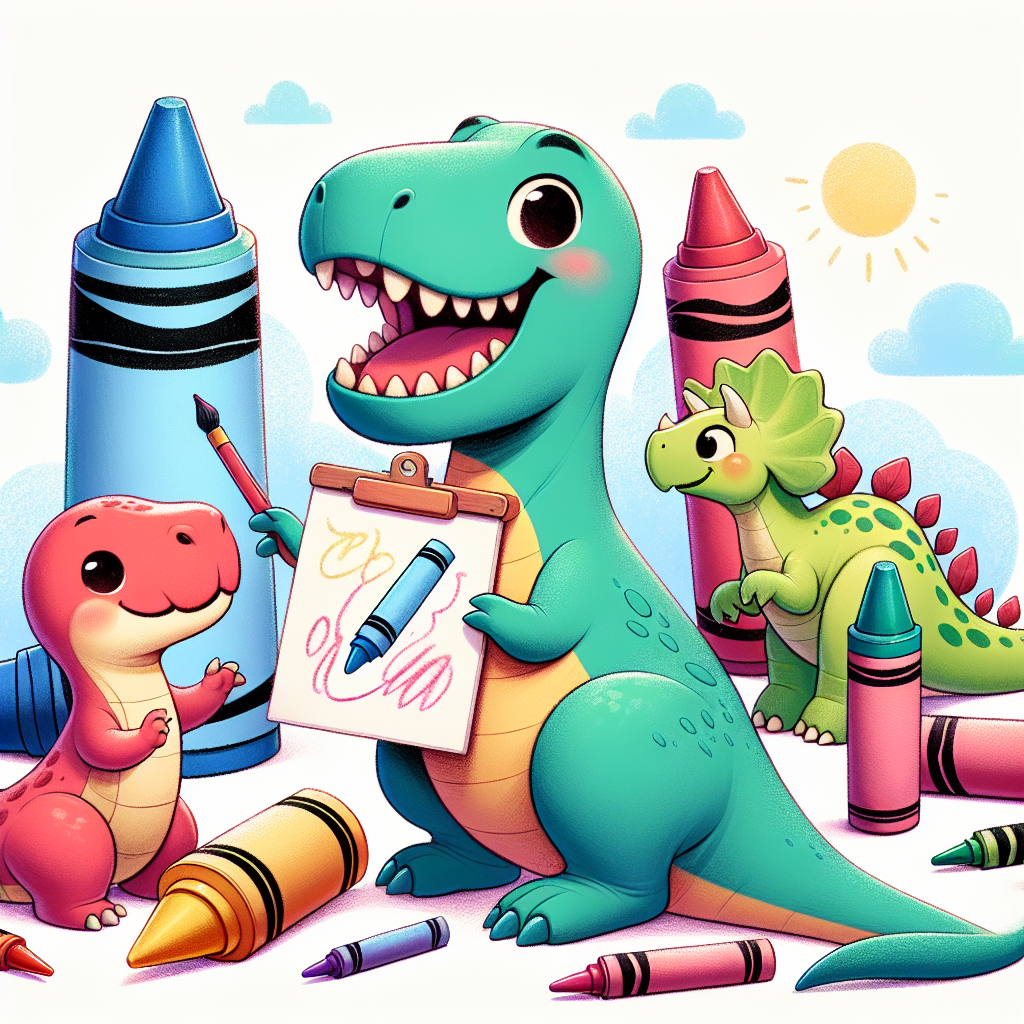 Dino Crayons Work Together · 1