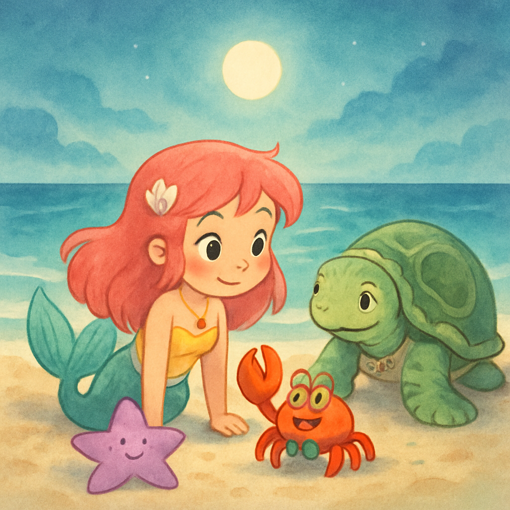 小さな人魚と月光の海辺